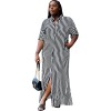 Fashion Striped Women's Shirt Long Casual Dress 9414