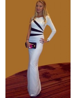 Black and White Patchwork Evening Dress M3960