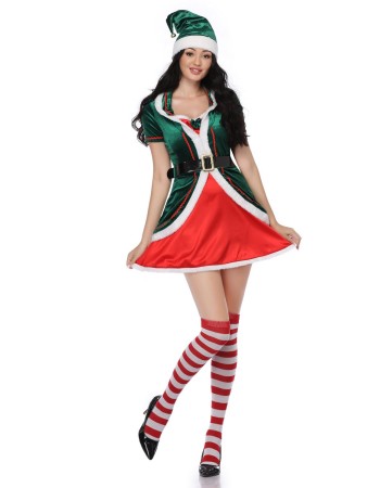 Lovely Green Plus Size Xmas Santa Claus Elf Helpers Costume M21947