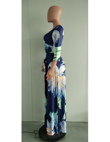 Sexy V-neck beautifully printed plus size and floor dress fashion women's clothing M8573