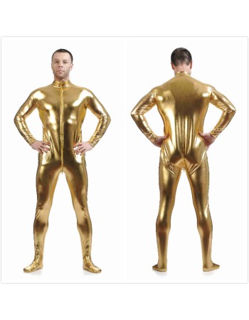 Mens Sexy Leather Metallic Zentai Suit M7328