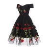 White And Black Mesh Sexy Transparent Rose Elegant Women Evening Print Dresses CD1609