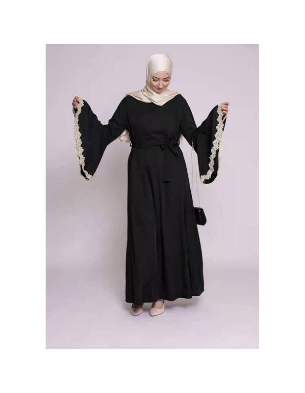 Stylish Patchwork Flared Sleeves Temperament Dress Long Women Dress 21668