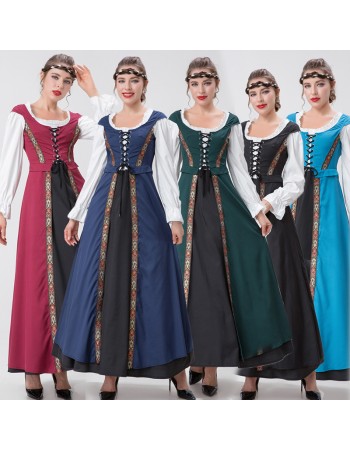 Medieval Renaissance Square Collar Waist Two-Piece Dress Retro Court Costume YM8723