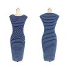 Adult Women Midi Stripe Pattern OL Tight Dress M30207