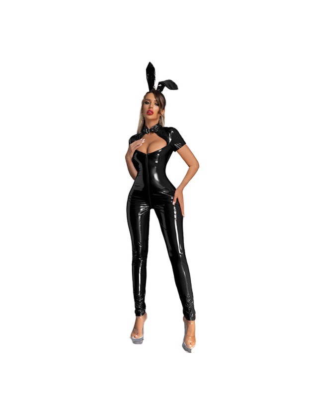 Sexy Bunny Girl Pvc Leather Bodysuit One Piece Shiny Jumpsuit XX680392