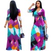 Hot Sale Long Printed Lady Dresses Casual Maxi Dress Women M8193