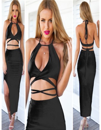 2015 Sexy women dark blue tight bandage dress M30012