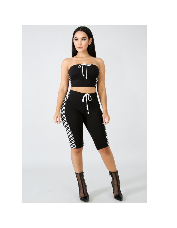 Sexy off shoulder Two Piece Set Crop Top Shorts Pants Sets m8236