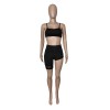 Sexy Tube Top Trendy Crop Top And Pants Solid Two Piece Set Short Set M050