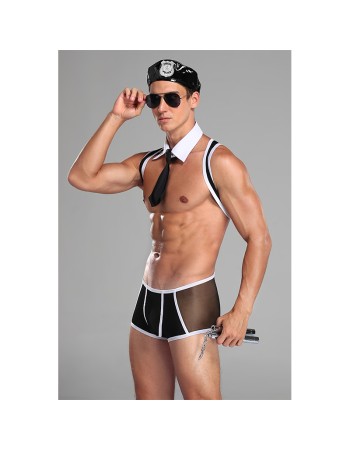 Police Uniform Costume Cosplay Men Black Underwear Sexy Suit Lingerie 20209