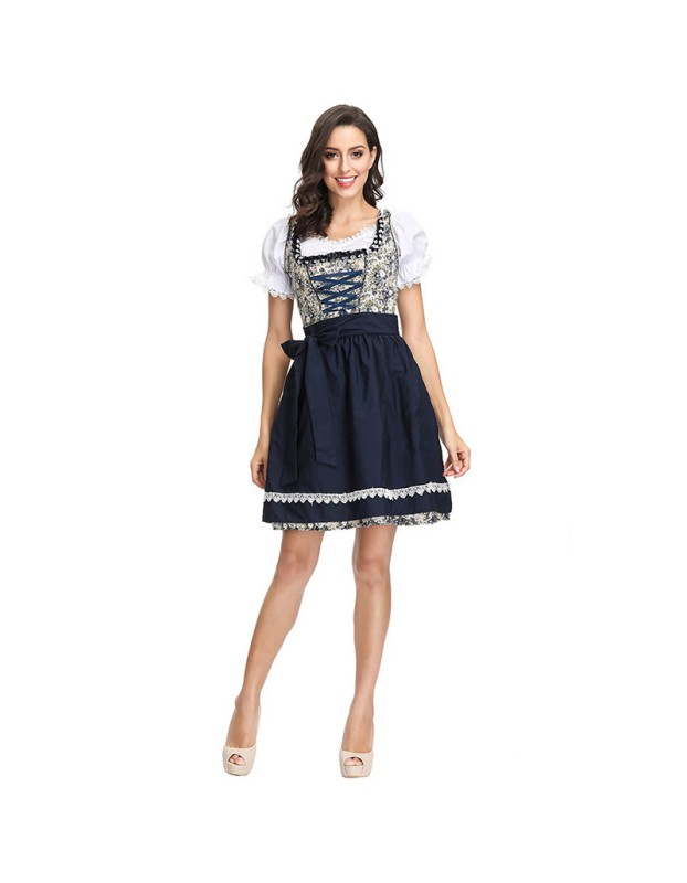 Traditional Oktoberfest Costume Munich Beer Dress Black And White Paid Dress MS4122