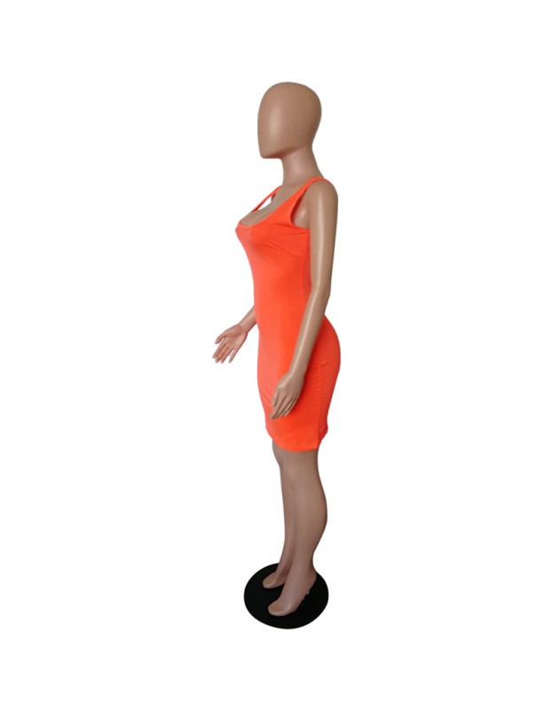 Summer Basic Vest Short Bodycon Dress m8399