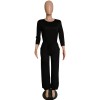 Women fashion soild color long sleeve loose causal jumpsuit m8303