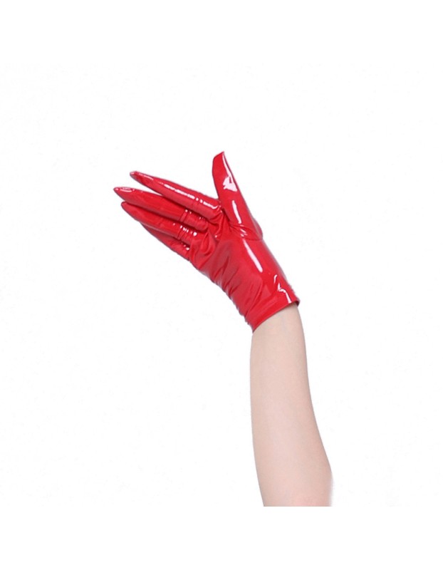 European and American Short High Elastic Bright Leather PU Gloves 68323