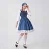 Halloween Long Dress Costume Blue Manor Maid Cosplay Beer Costume YM0922