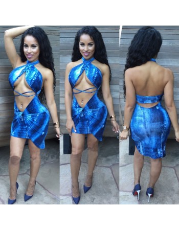 Sexy Open Back Plunging Club Mini Dress M30068