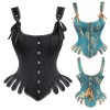 Sexy Steampunk Vinatge Jacquard Underbust Shoulder Straps Steel Boned Corset WK2209