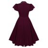 Contrast Color Christmas Formal Dovetail V-neck Puff Sleeves Dress CD1789