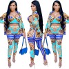 Milk Silk Women Sets Digital Printed Coat Vest Trousers Casual Suit X3690