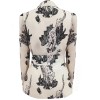 Splash-Ink Flower Print Dress Vintage Tie Waist Suit Jacket Woman Sexy Skirt 5176