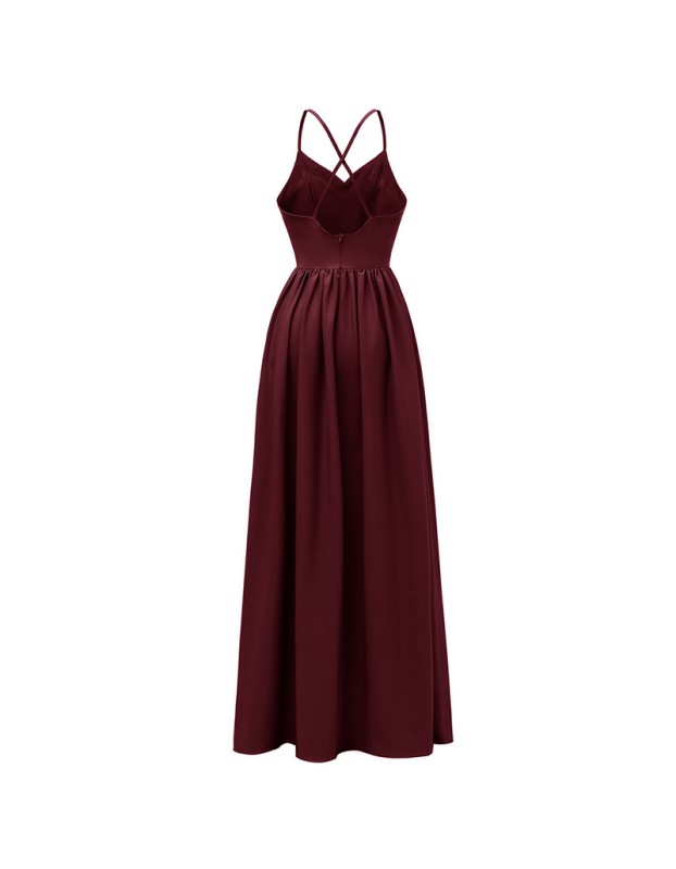 Sexy Backless Cross Slip Black Maxi Dresses Women Lady Elegant CD1686