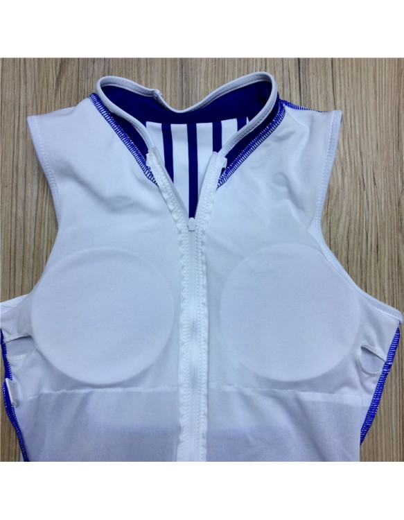 Ladies sexy retro printing zipper bikini V collar one-piece swimsuits