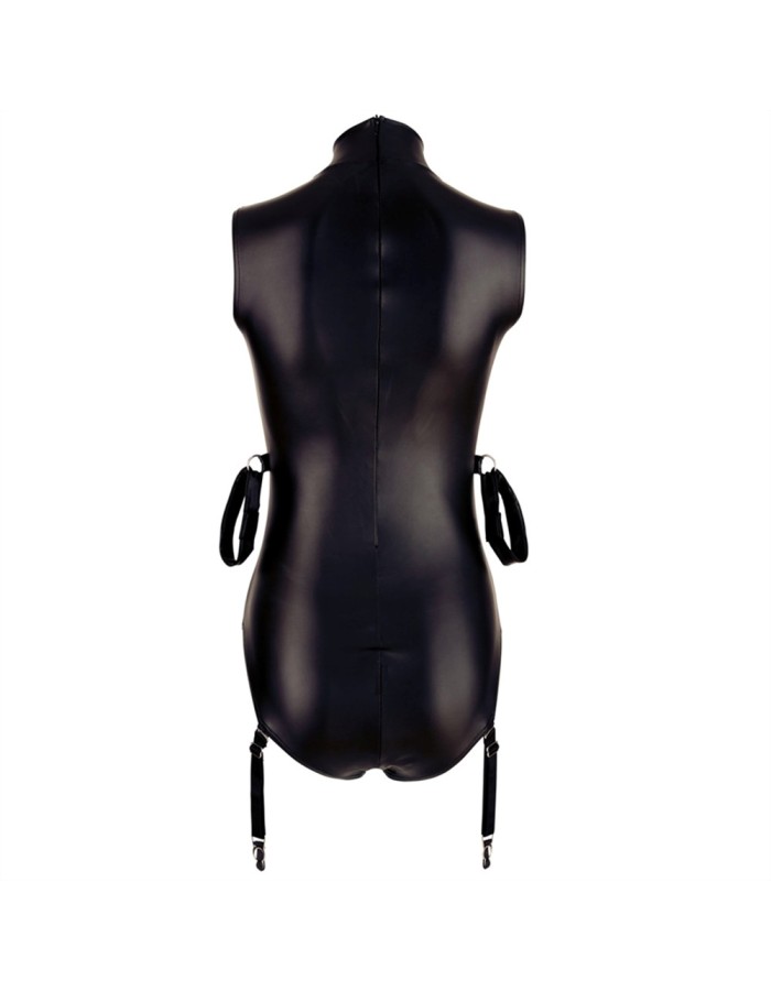 Sexy Fetish Bondage Bodysuit Cupless Faux Leather Nightculb Catsuit