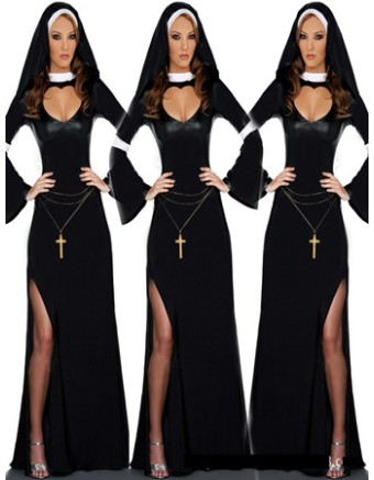 New Arrival Black Nun Long Cosplay Costume