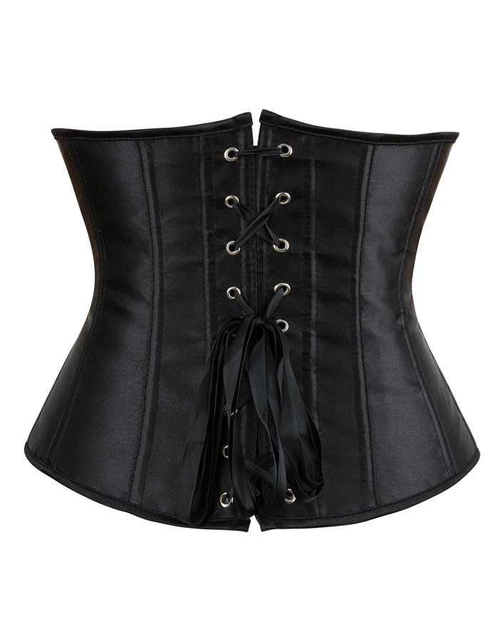 Sexy women solid satin underbust corsets plus size black white M1743