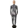 Autumn Long Sleeve Elasticity Skinny Print Vintage Jumpsuit M8486