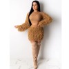 Winter Fashion Fluffy Tassel Warm Sweater 2 Piece Set M8526