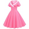 Polka Dots V Neck Women Casual Royal Blue Prom Spring Dresses JY15122