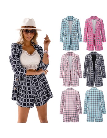 2 Piece Set Short Pants Suit Set Slim Fit Business Women Blazer LQ160