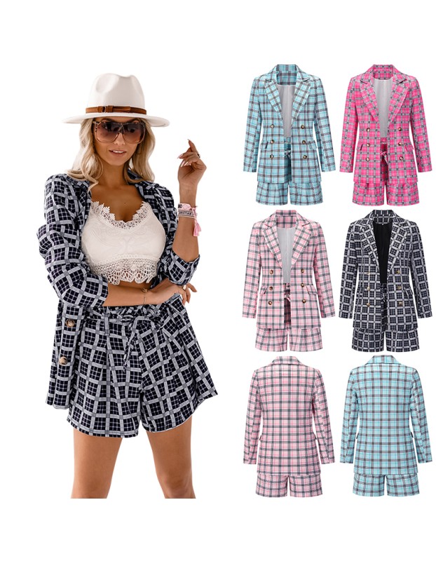 2 Piece Set Short Pants Suit Set Slim Fit Business Women Blazer LQ160