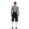 German Traditional Oktoberfest Plaid Shirt Men Beer Suspender Suit Costume YM3645