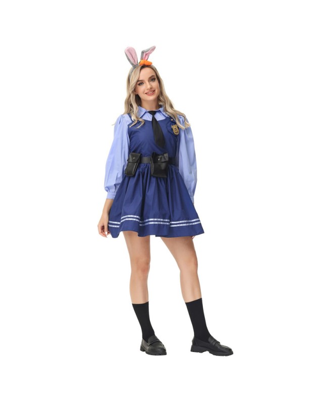 Adult Kids Halloween Cosplay Zootopia Officer Rabbit Costume MS5577