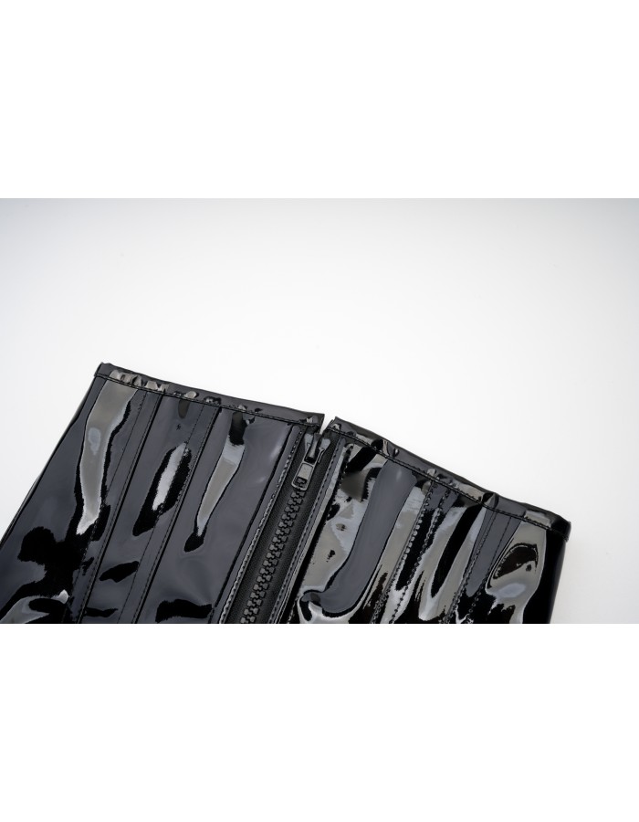PU Zipper Waist Belt Sexy Leather Bustier Short Shapewear For Women Corset AM21983