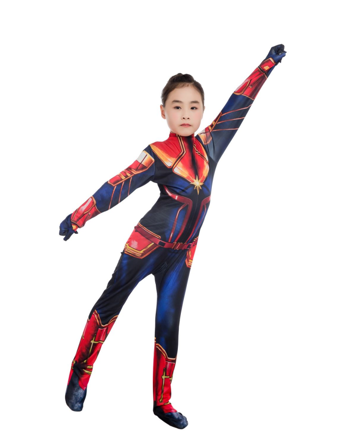 Girls Captain Marvel Cosplay Costume Bodysuit M40650