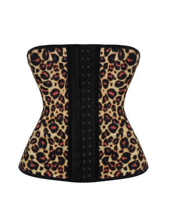 Leopard Print 4 Steel Bones Latex Waist Trainer M1303C