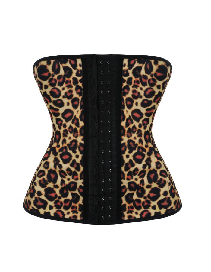 Leopard Print 4 Steel Bones Latex Waist Trainer M1303C
