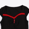 Fashion V-neck Dress Waist Short-Sleeved Folk Dance Swing Mid-Length Dress 5098