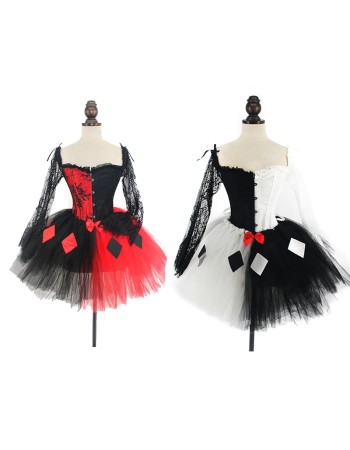 Women Corset Dress Halloween Witch Costume Clown Bustier With Skirt 1708