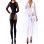 Black And White Holey Long Sleeves Bandage Bodycon Jumpsuit M3801