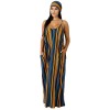 Women v neck spaghetti strap loose beach casual long maxi dress M9034