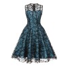 Women Gauze Embroidery Waist Sleeveless Lolita Court Swing Midlength Dress 5122