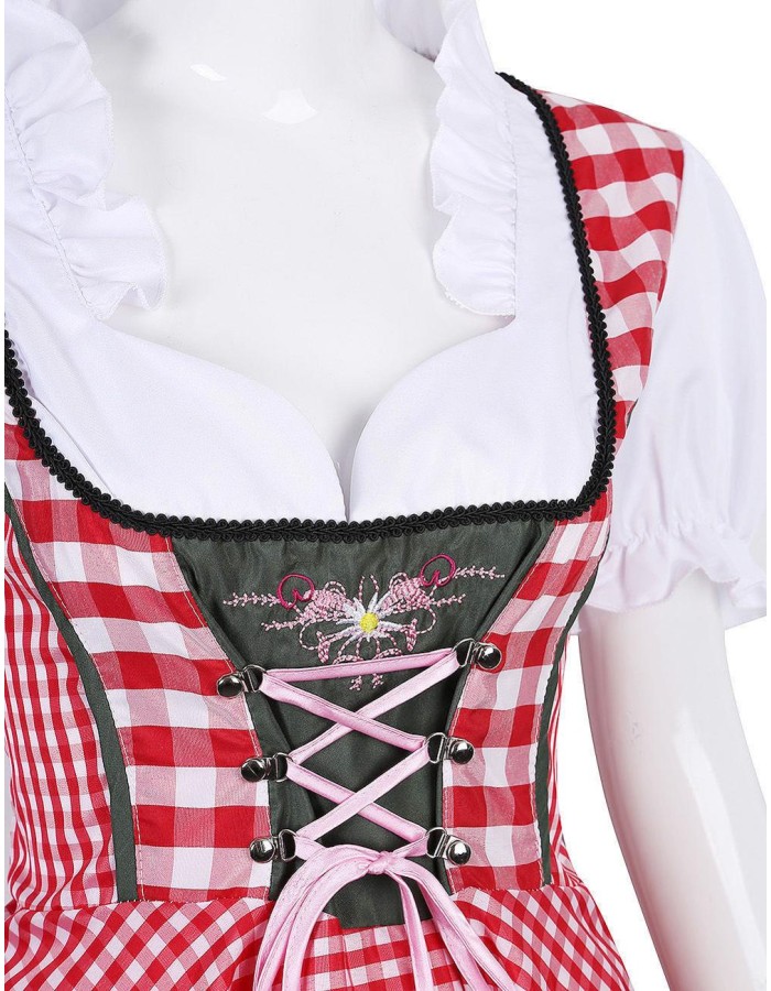 Red Plaid Women Oktoberfest Costume Plus Size M40536