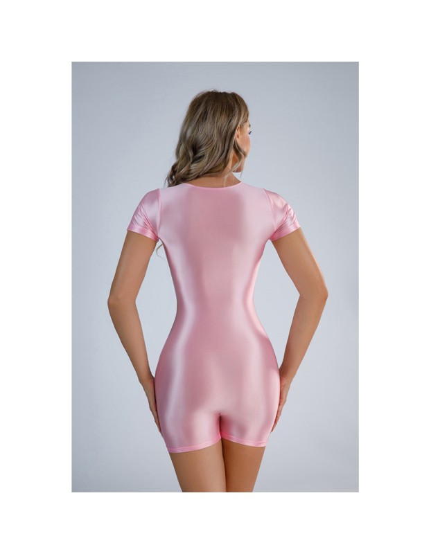 Sexy Large Size Shiny Silky Front File Seamless Shorts Jumpsuit Tight XX9026