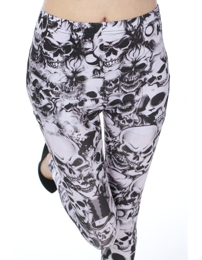 Fashion High Elasticity Women Skull Printed Leggings FG0108