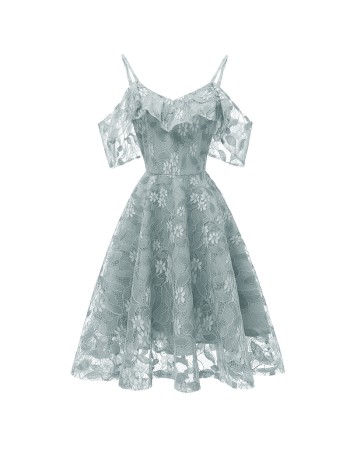 Sling Sleeves Flower Slim Women Sexy Swing Summer Lace Party Dress CD1627